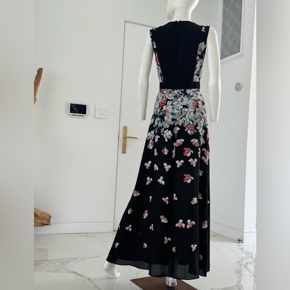 BCBG MaxAzria Etta Maxi Dress size XS Sleeveless Black Floral - Picture 4 of 11